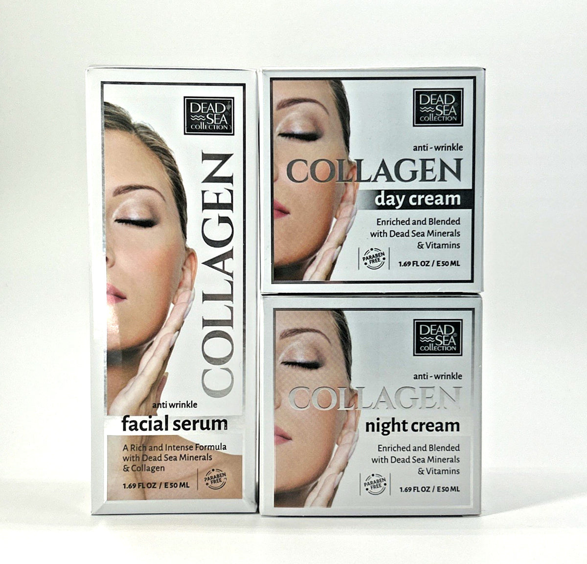 Dead Sea Collagen Anti-Aging Serum & Day Night Cream Set - Hydrating Skin Care