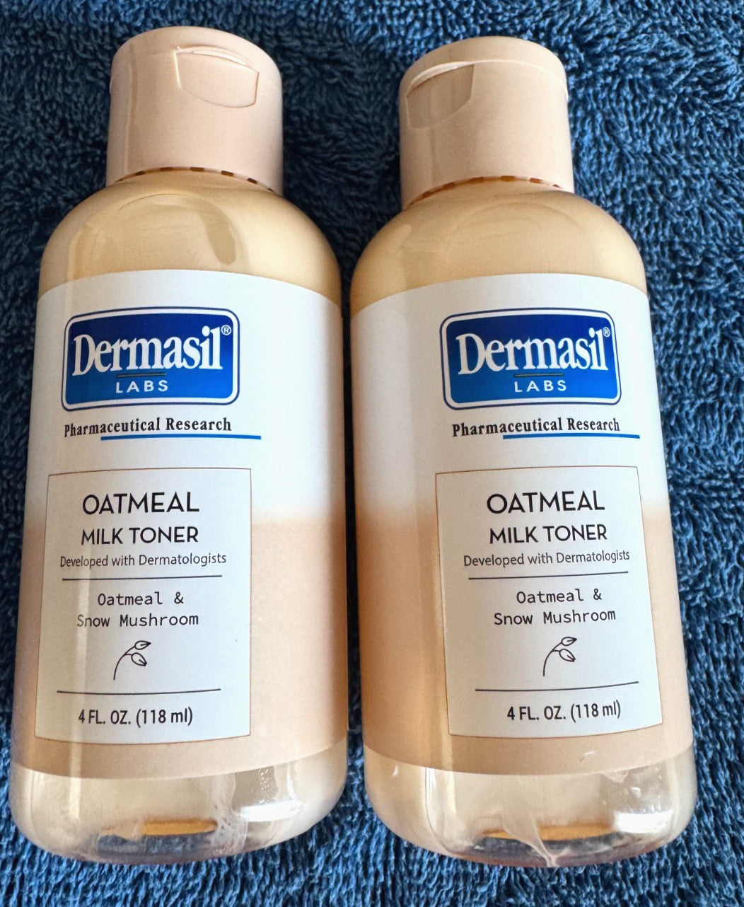 Hydrating Oatmeal & Snow Mushroom Toner - Set of 2, 4 fl oz Each, Gentle Skincare