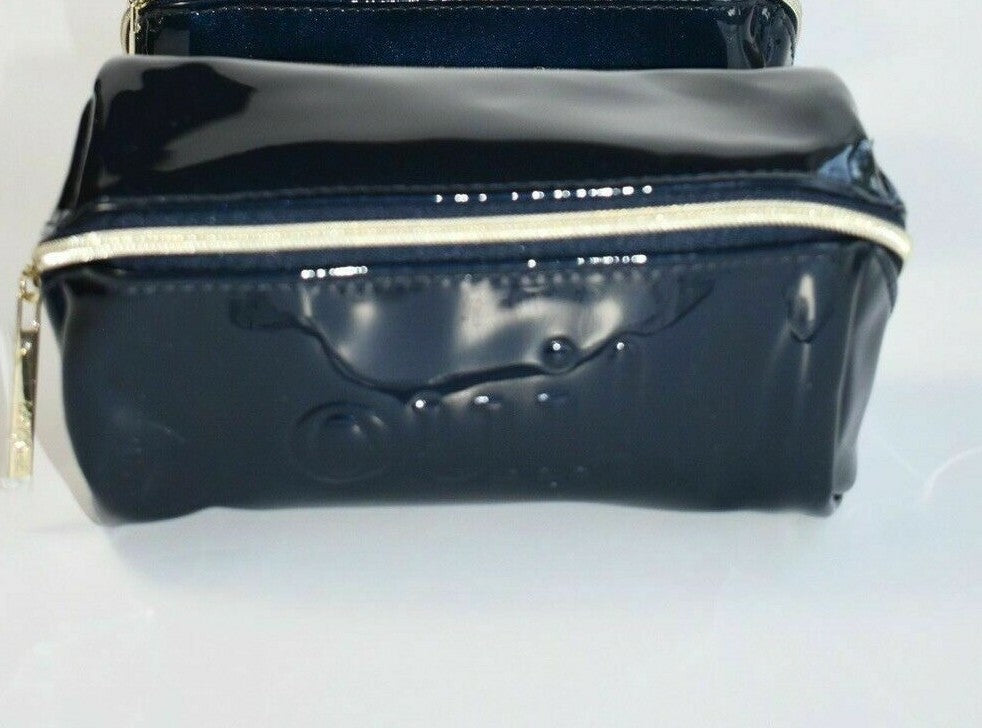 Lancôme Dark Blue Makeup Bag - Faux Leather Cosmetic Organizer