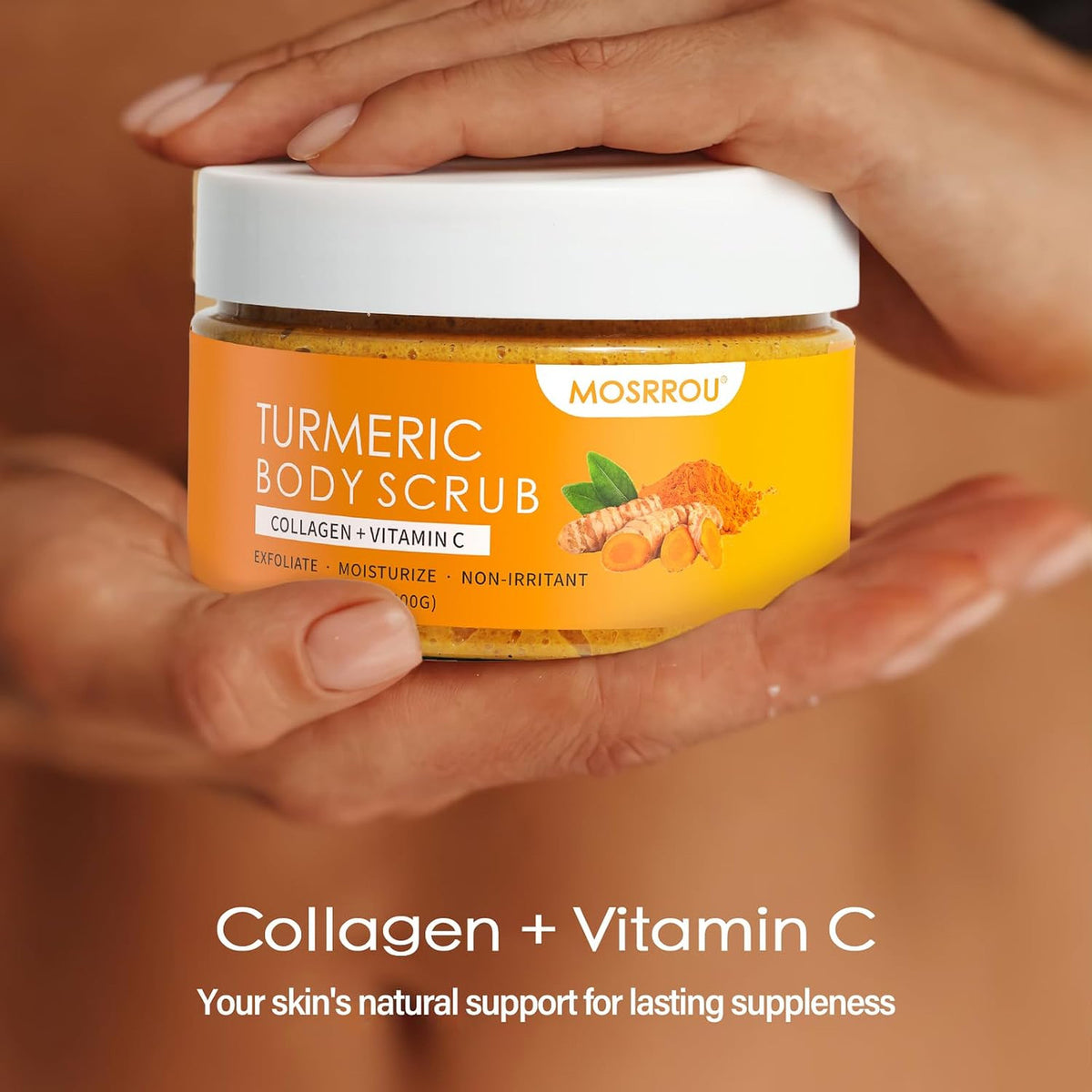 Turmeric Body Scrub Vitamin C Exfoliating Collagen Coconut Oil Dead