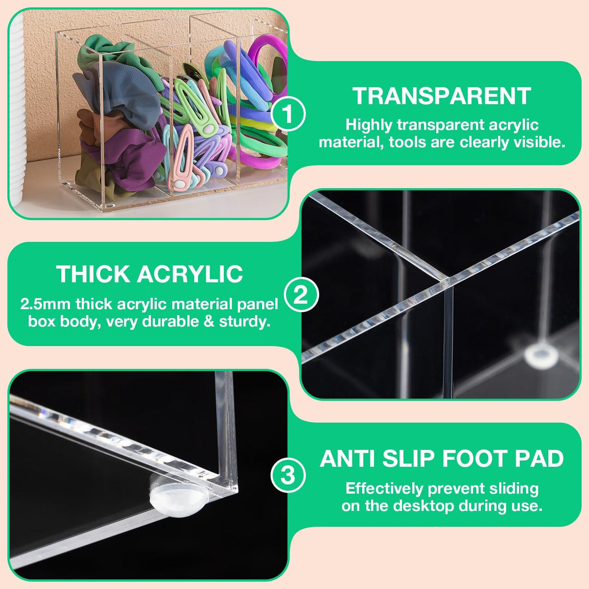 Acrylic Lash Extension Organizer Box with Lid - Eyelash Supplies Storage Container