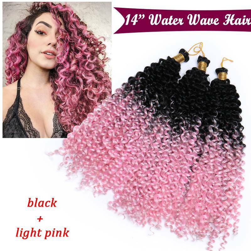 Hair Extensions Pre-Cilled Water Wave Crochet Braids Ombre 8-14 Inch