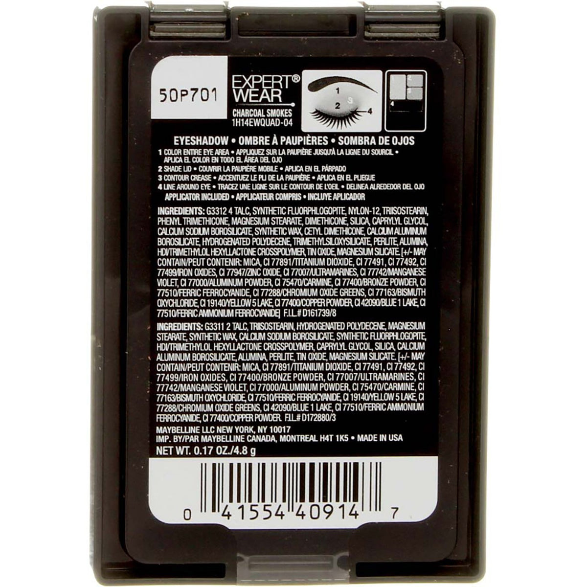 3-Pack Eyeshadow Quads Charcoal Smokes Long-Lasting Eye Makeup Set