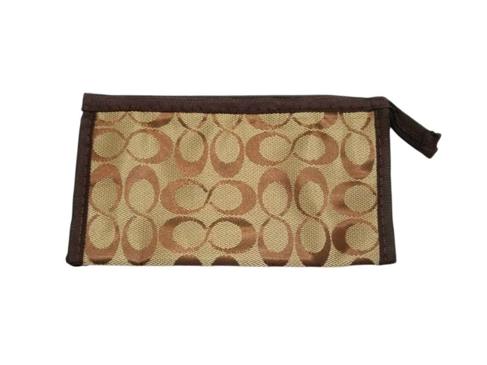 7x4 Inch Light Brown Infinity Pattern Zipper Cosmetic Pouch Bag