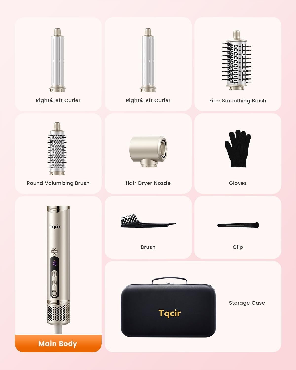 5-in-1 Professional Hair Dryer Brush - Multi-Styler with Auto-Wrap Curling
