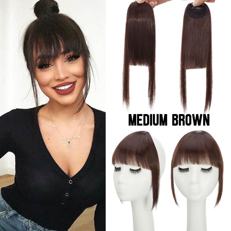 Natural Thick Clip-In Fringe Bang Hair Extensions - Human Hair Look