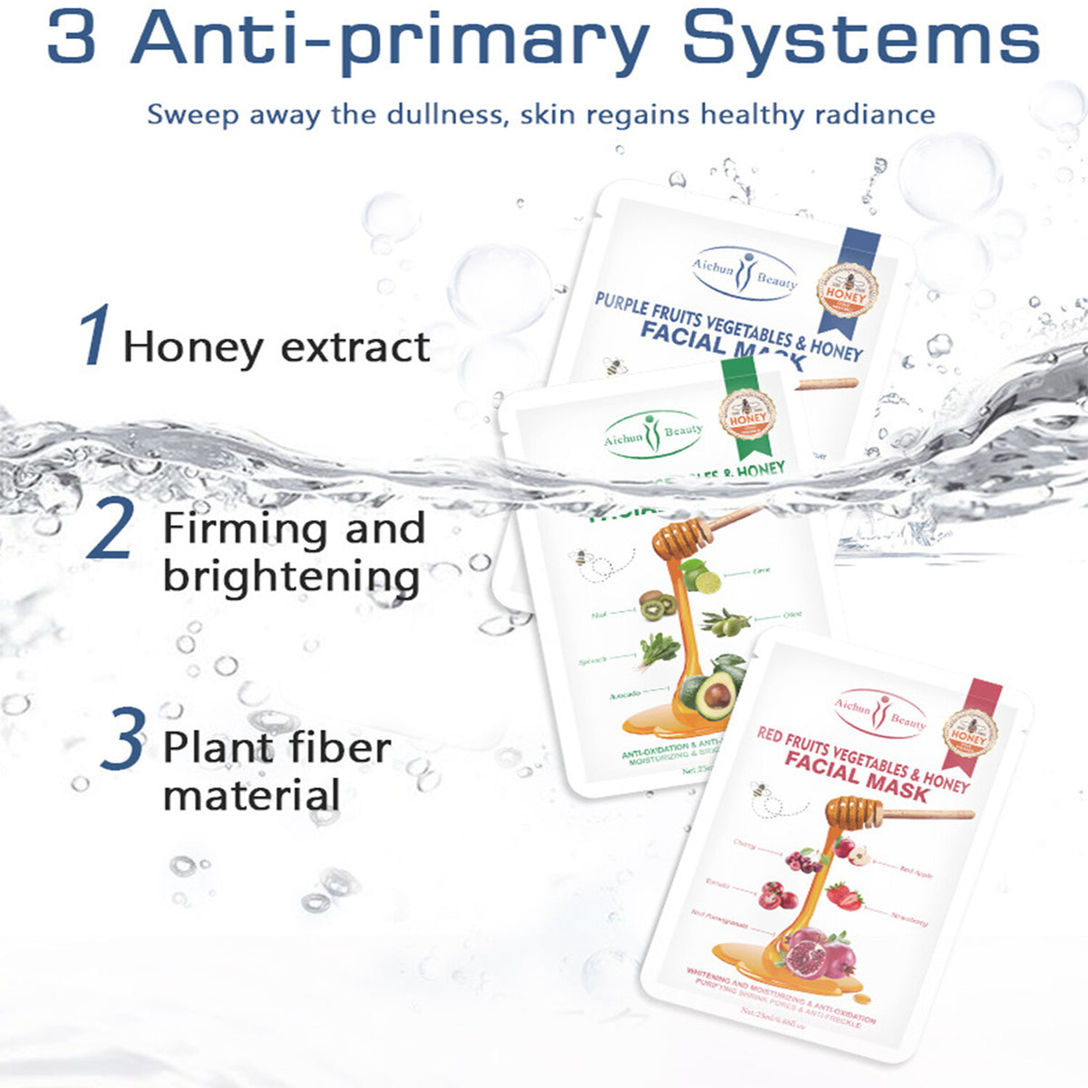 Fruits & Vegetables Honey Facial Mask 25ml x 10pcs