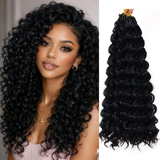 Pre-Looped Boho Ocean Wave Crochet Hair 18 Inch - 8 Pack Synthetic Braids