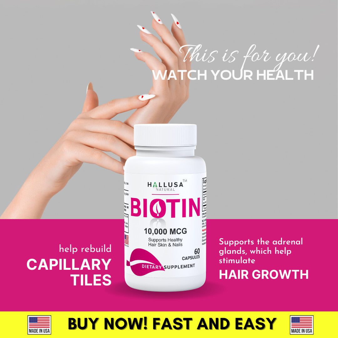 Biotin 10,000 mcg Capsules – Hair Growth & Nail Support, 60 Count