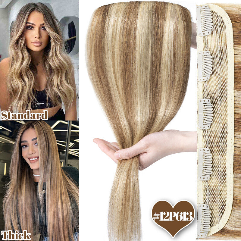 Clip-In Hair Extensions 100% Remy Human Hair Full Head Thick One Piece