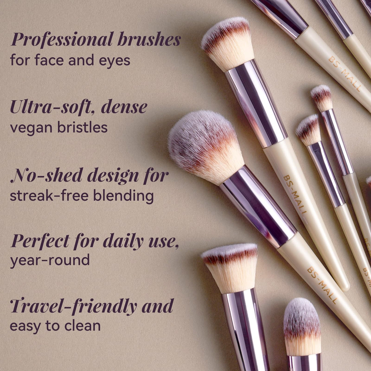 Professional Makeup Brush Set 18 Pcs with Travel Case - Soft Synthetic Bristles
