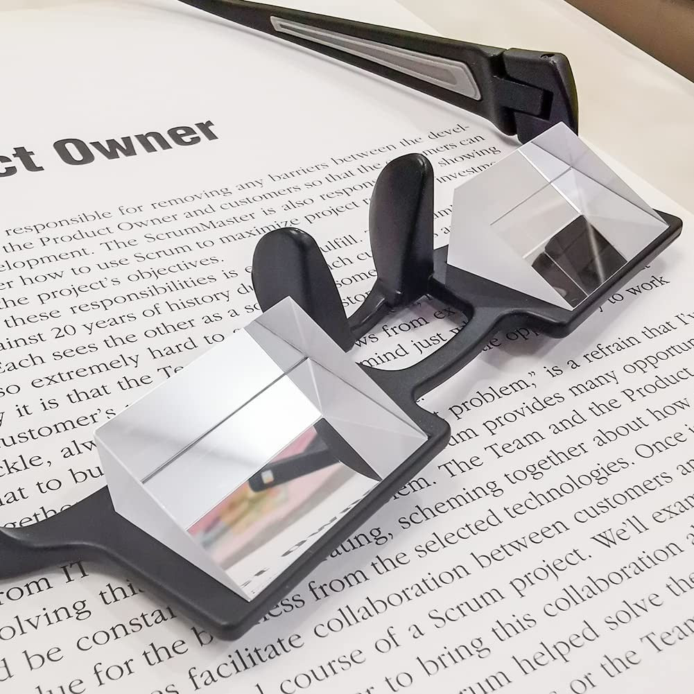 Lazy Prism Glasses for Reading & TV Viewing - Black & Clear