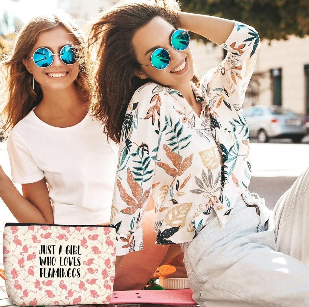 Dark Pink Flamingo Makeup Bag – Cosmetic Travel Pouch for Flamingo Lovers