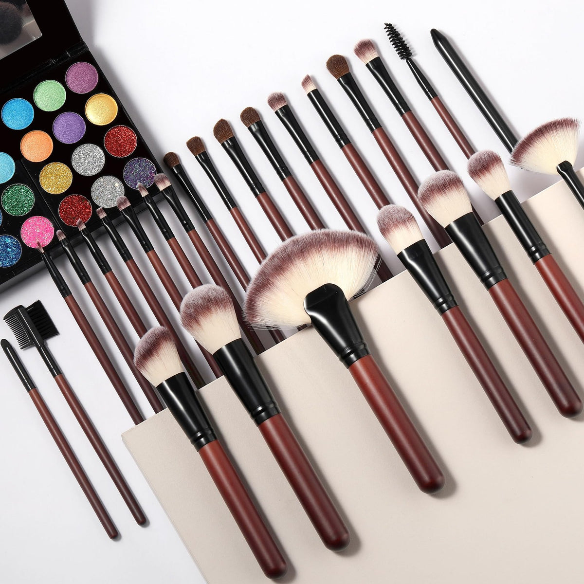 Full Face & Eye Makeup Brush Set - Travel Friendly Synthetic Brushes for Beginners