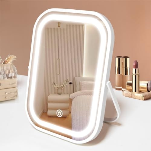 Travel Makeup Mirror with Lights - Rechargeable 8x6 Inch USB-C Portable Vanity