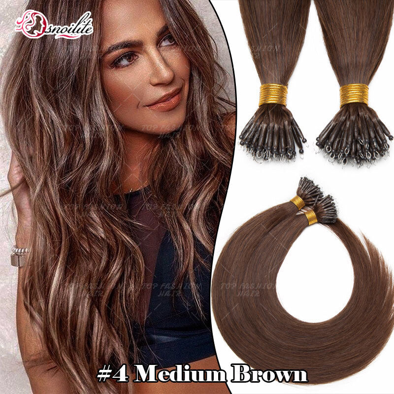 Human Remy Hair Extensions Micro Loop Nano Ring Full Head Salon Use
