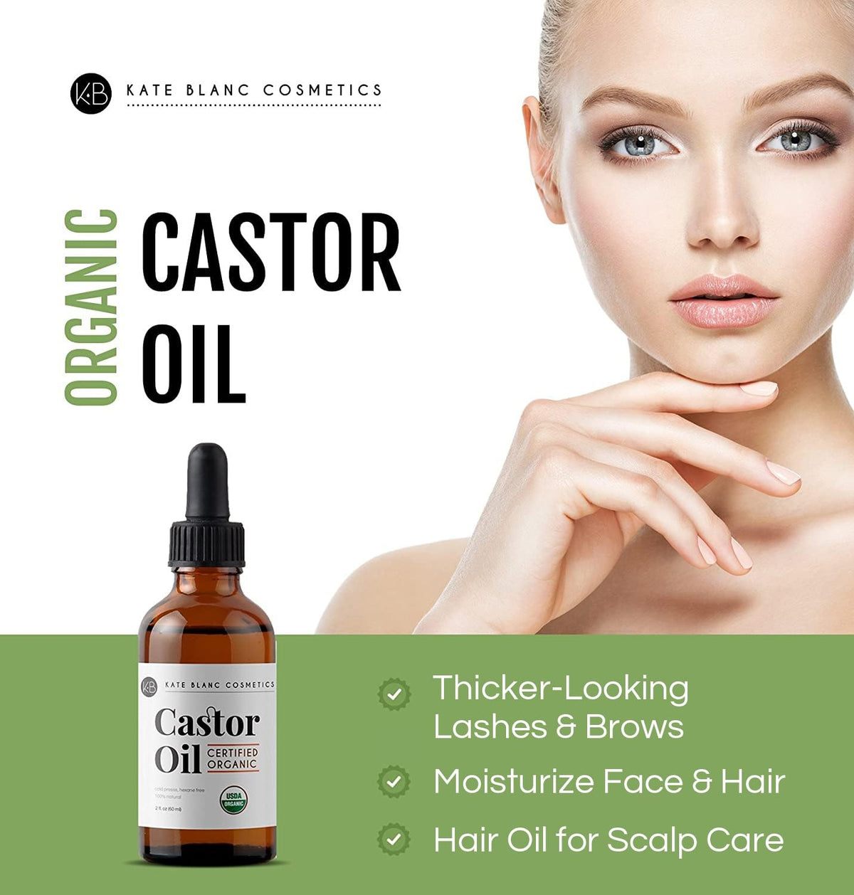 Organic Castor Oil for Hair & Skin - 2 Fl Oz | Pure & USDA Certified