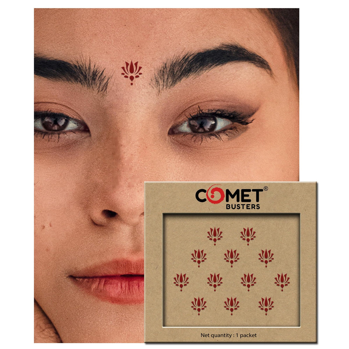 Maroon Lotus Bindi Set - 10mm Festival Forehead Adornments (12 Pack)