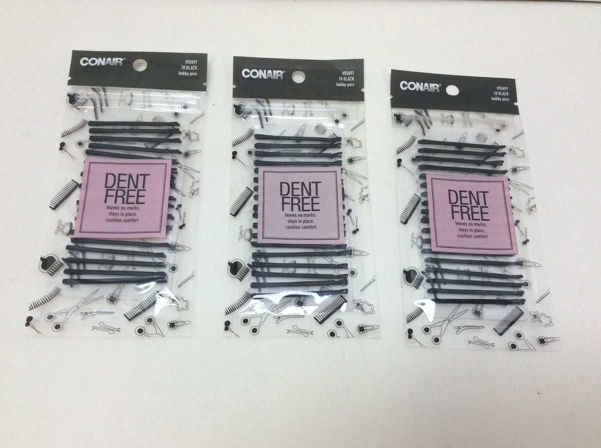 Conair Bobby Pins Black 18/Pack 3 Packs 54 Total, Free Shipping