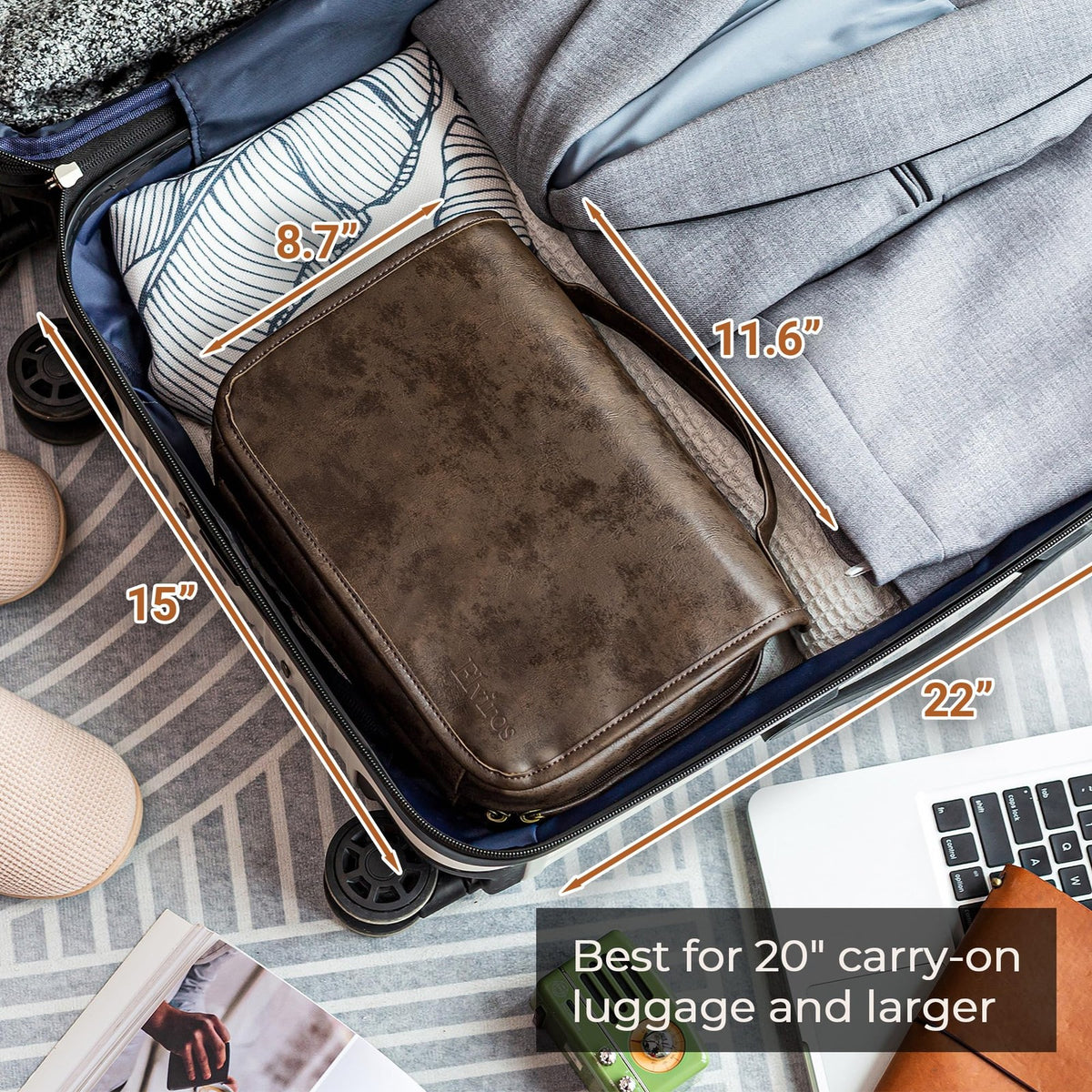 Travel Hanging Toiletry Bag with Removable Compartments - PU Leather Cosmetic Organizer