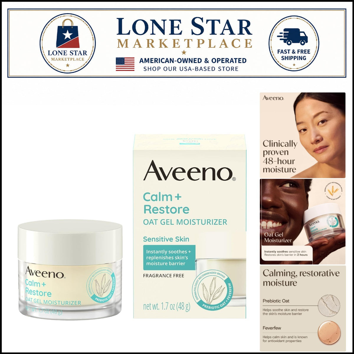 Aveeno Calm + Restore Oat Gel: 24-Hour Hydration & Soothing Relief -