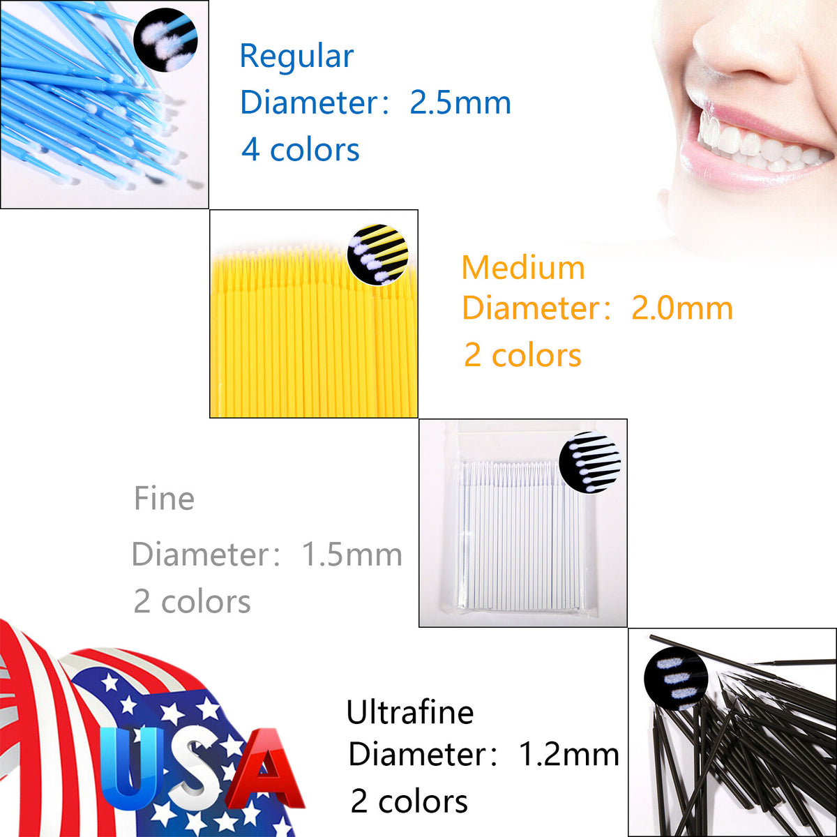 Disposable Micro Brush Applicators for Cosmetic & Dental Use, 100 Pcs