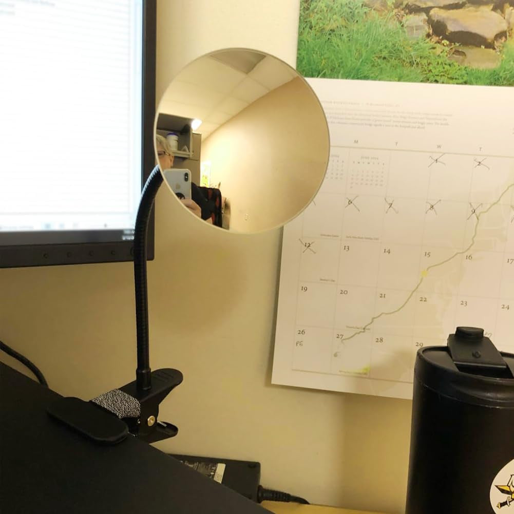 Clip-On Convex Security Mirror for Cubicles and Desks - 8.5cm HD Glass