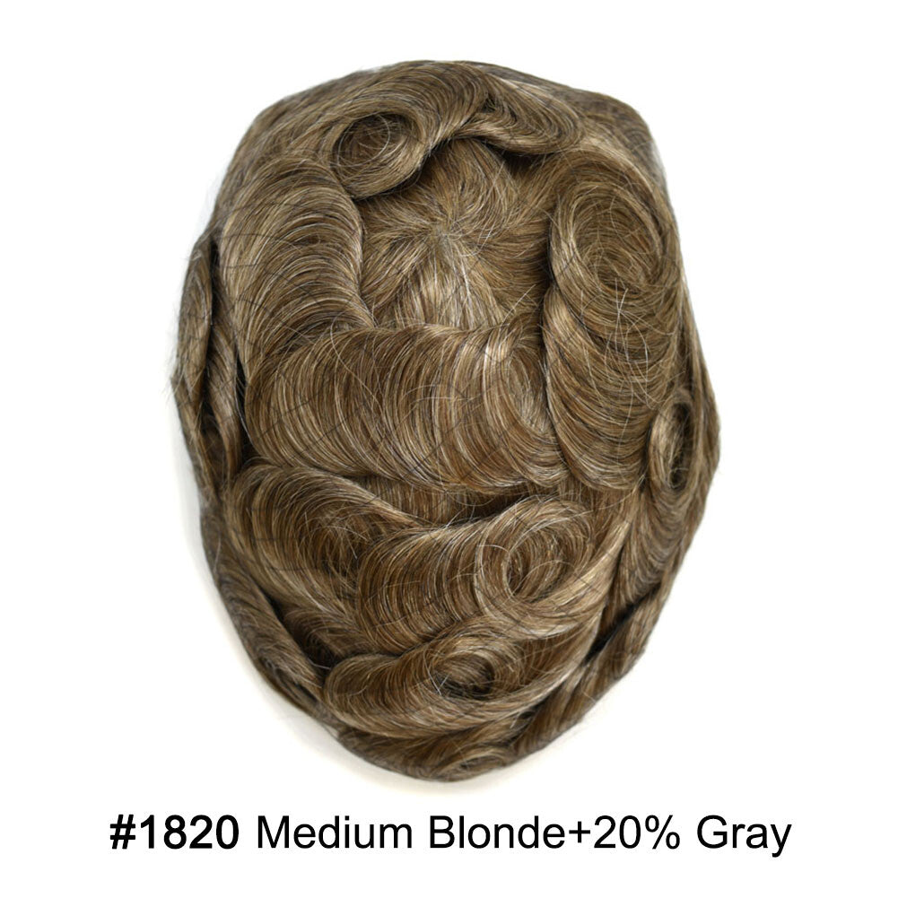 Men's Ultra Thin Skin Hair Replacement Toupee with Human Hair - All Colors & Sizes