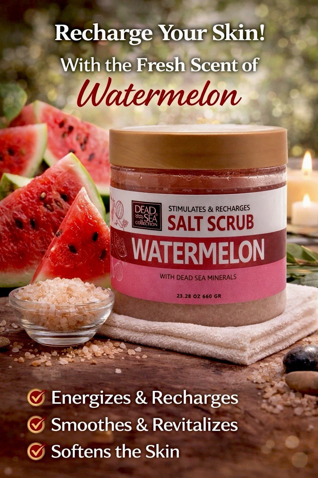 Dead Sea Collection Watermelon Exfoliating Glow Mineral Salt Scrub