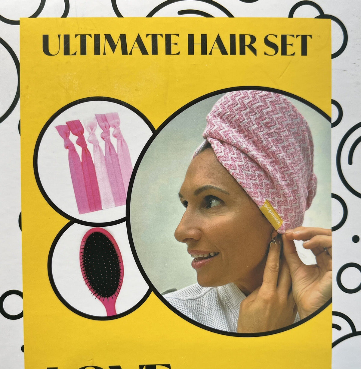 Hair Care Set with Detangling Brush, No-Dent Hair Ties & Spa Turban