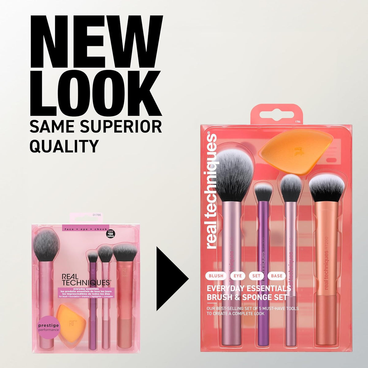 6 Piece Makeup Brush Set with Sponges - Face & Eye Tools