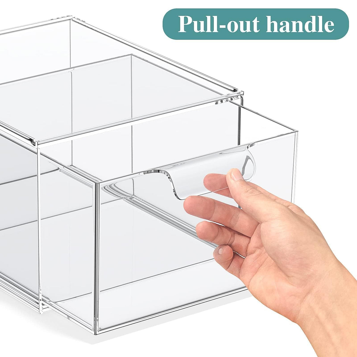 Stackable Acrylic Makeup Organizer Set - Clear Drawer Storage for Vanity & Bathroom