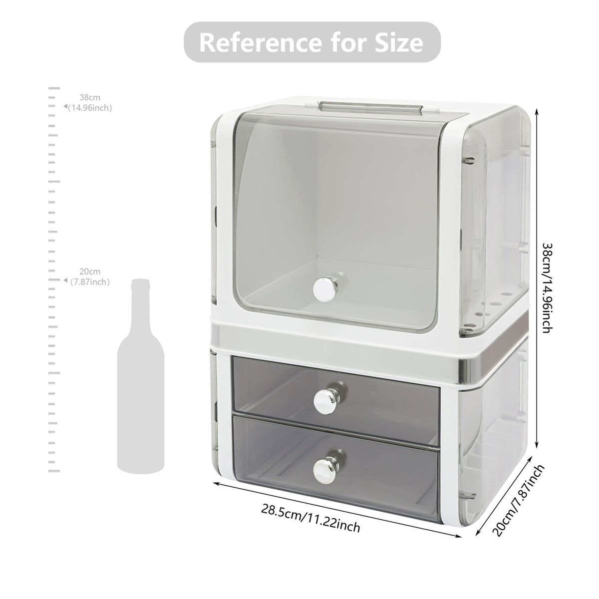 White Makeup Organizer with Drawers Cosmetic Storage Box for Vanity