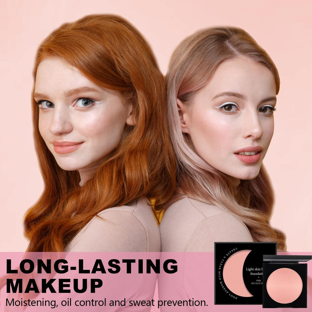 Pink Under Eye Brightener Concealer with Brush - Hydrating & Long-Lasting