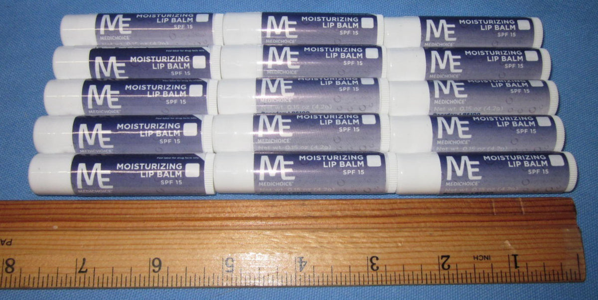 Lot of 15 MedChoice SPF15 Moisturizing Lip Balm with Expiration 01/2028
