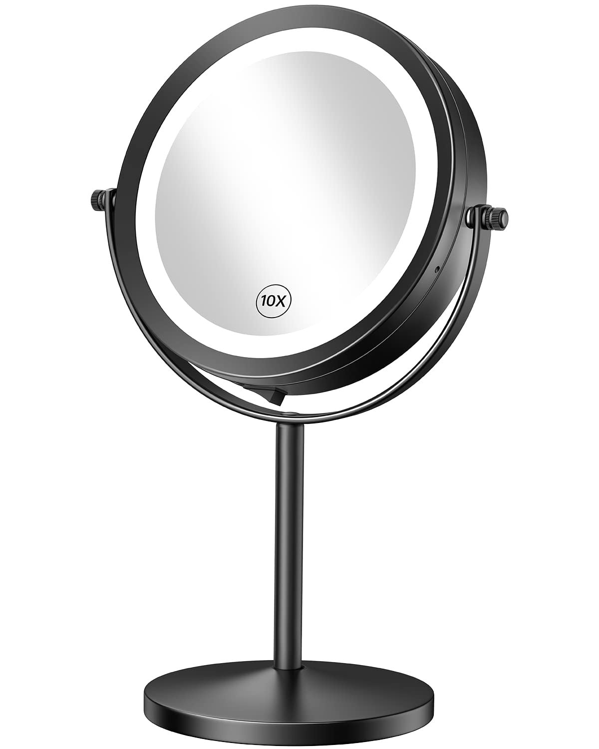 7-Inch Lighted Double-Sided Makeup Mirror with 10X Magnification and LED Lighting