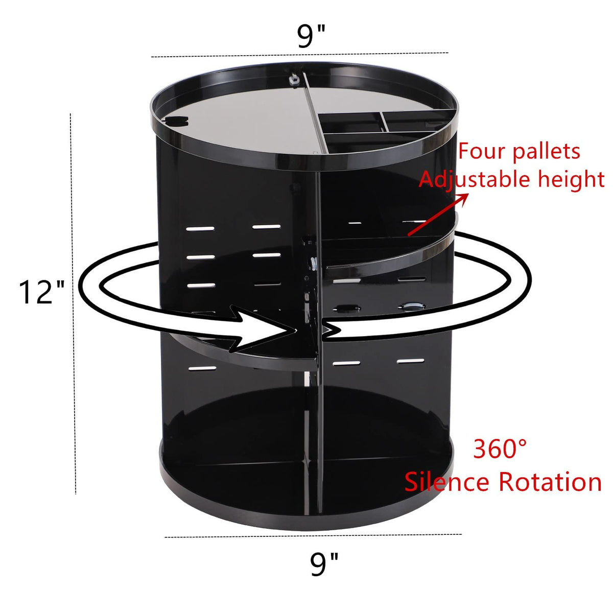 Rotating Makeup Organizer Acrylic Lazy Susan for Vanity, Adjustable 6-Tier Storage