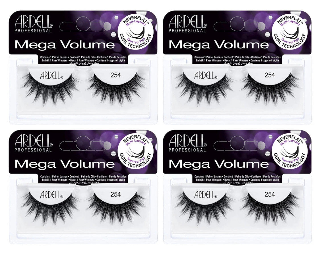 4 Pairs Mega Volume False Eyelashes - Natural Look, Tapered Tips
