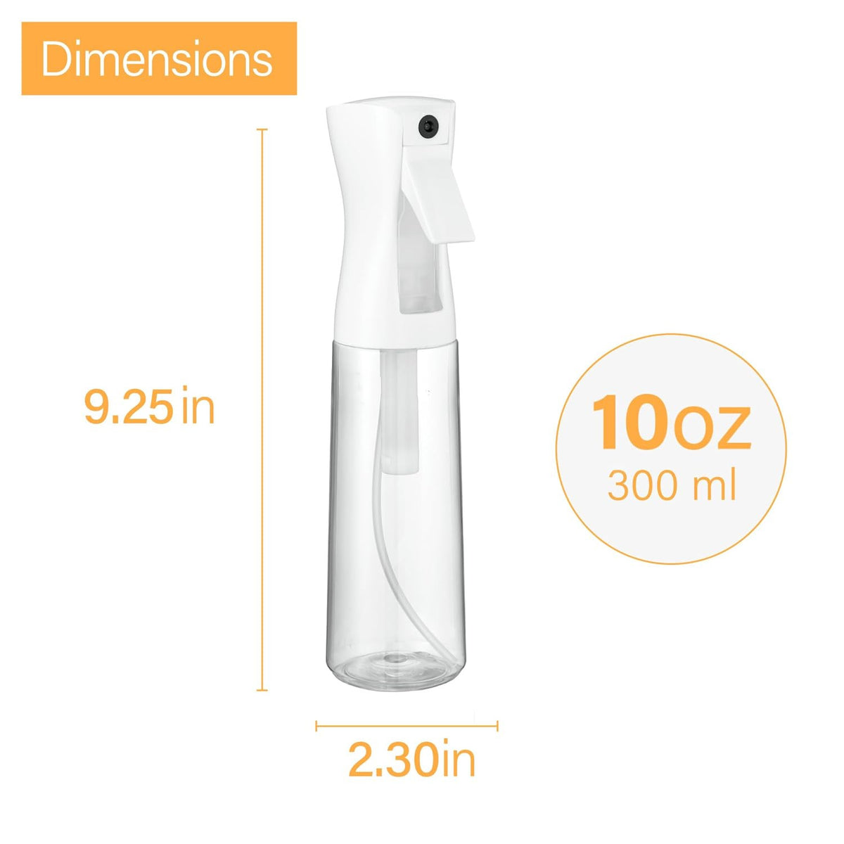 2 Pack 10 Oz Continuous Spray Bottles for Hair - Fine Mist Water Sprayers