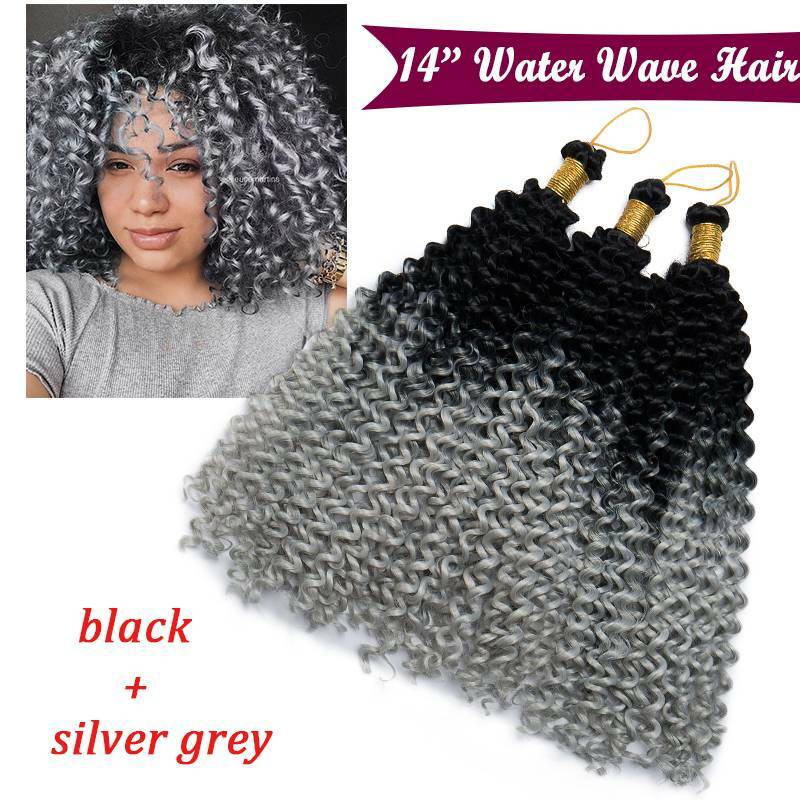 Hair Extensions Pre-Cilled Water Wave Crochet Braids Ombre 8-14 Inch