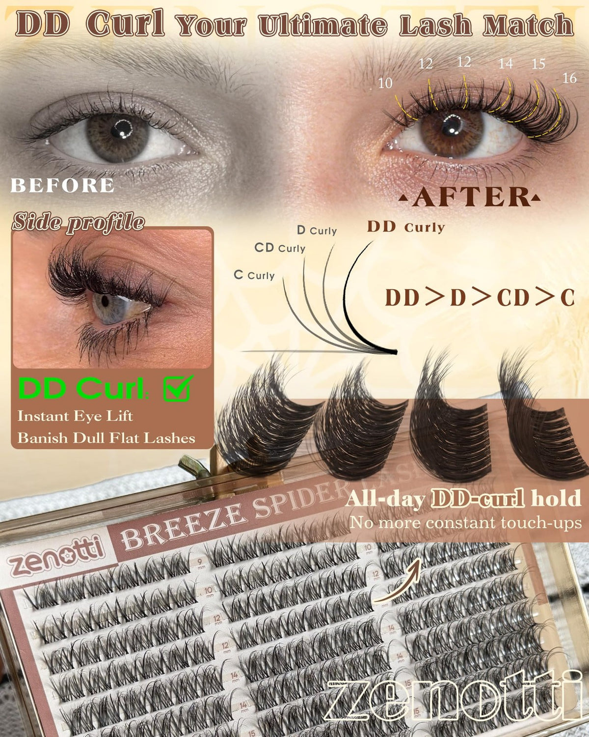Lash Clusters Kit with DD Curl - Black Spider Breeze Style for Glamorous Eyes