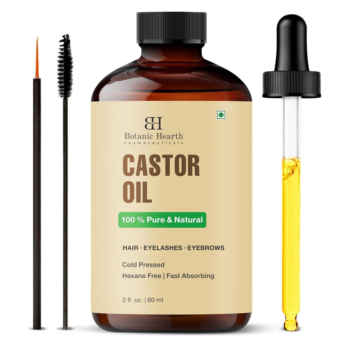 Pure Castor Oil Hair Treatment for Frizz Control and Nourishment - 2 Fl Oz