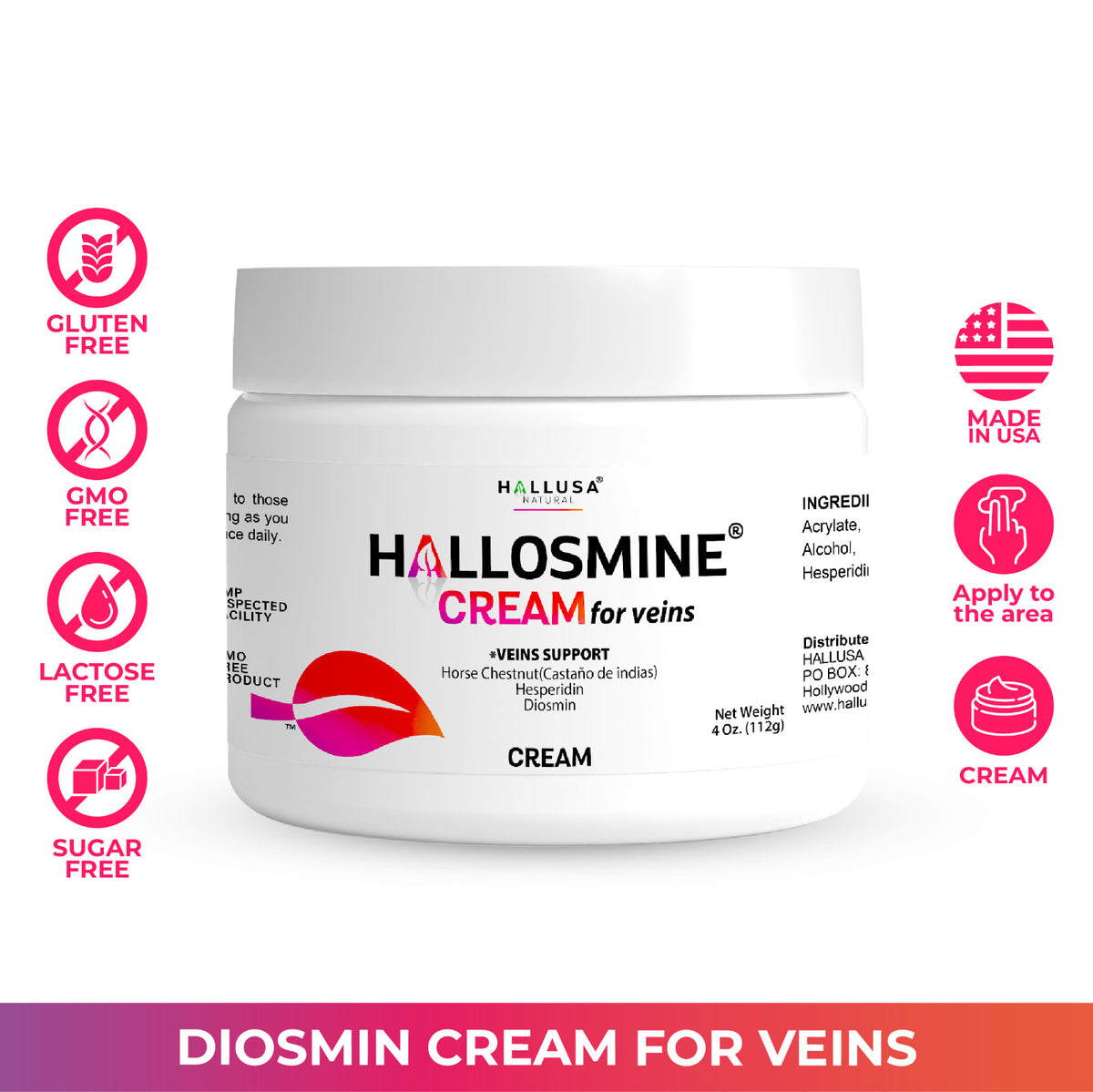 Vein Support Cream & Diosmin Bundle - 2-Pack 4 oz + 60 Capsules