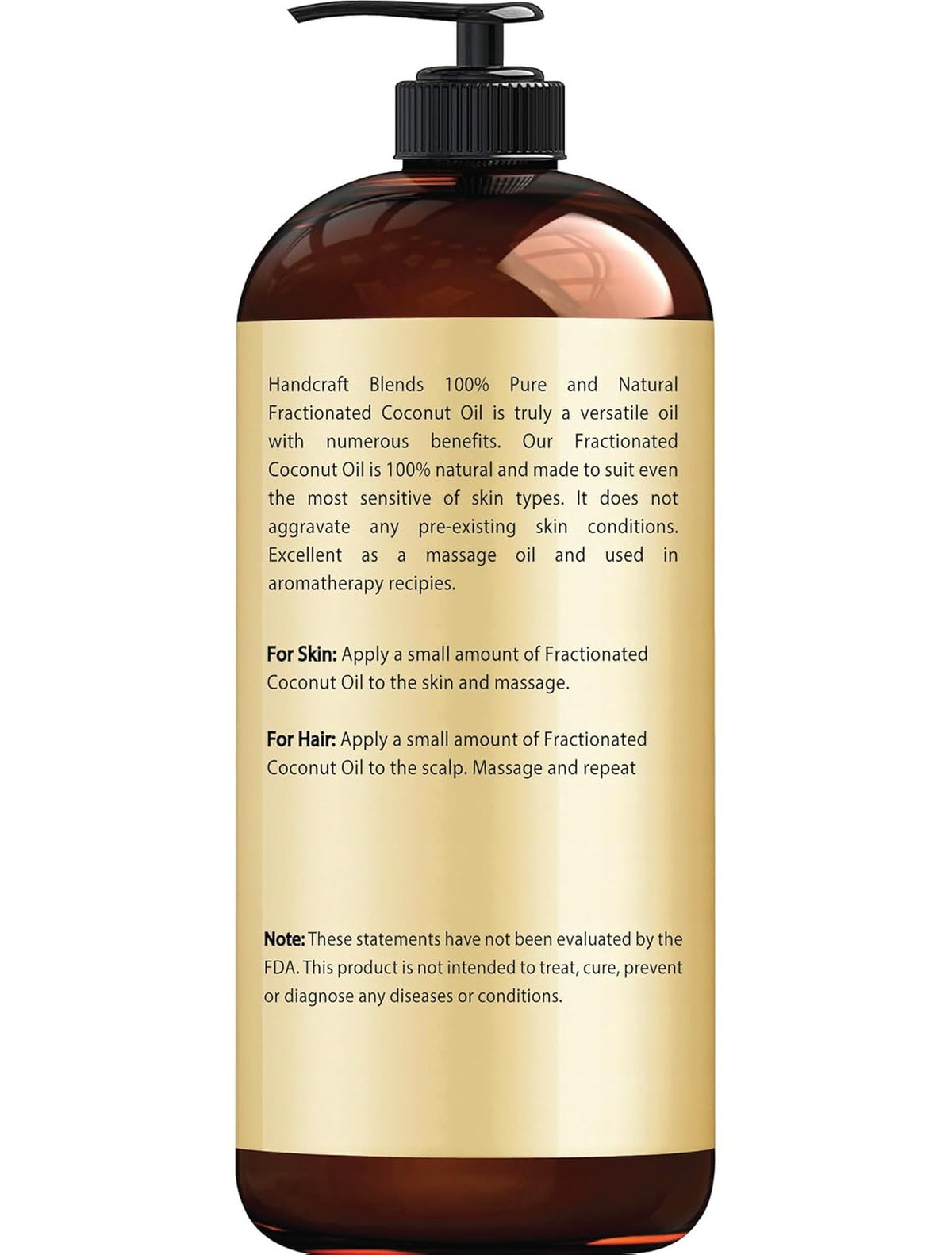 Fractionated Coconut Oil 16 fl oz | Pure Carrier Oil for Skin & Hair