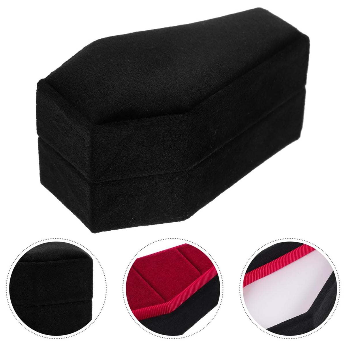 Gothic Coffin Ring Box - Compact Travel Jewelry Case in Black