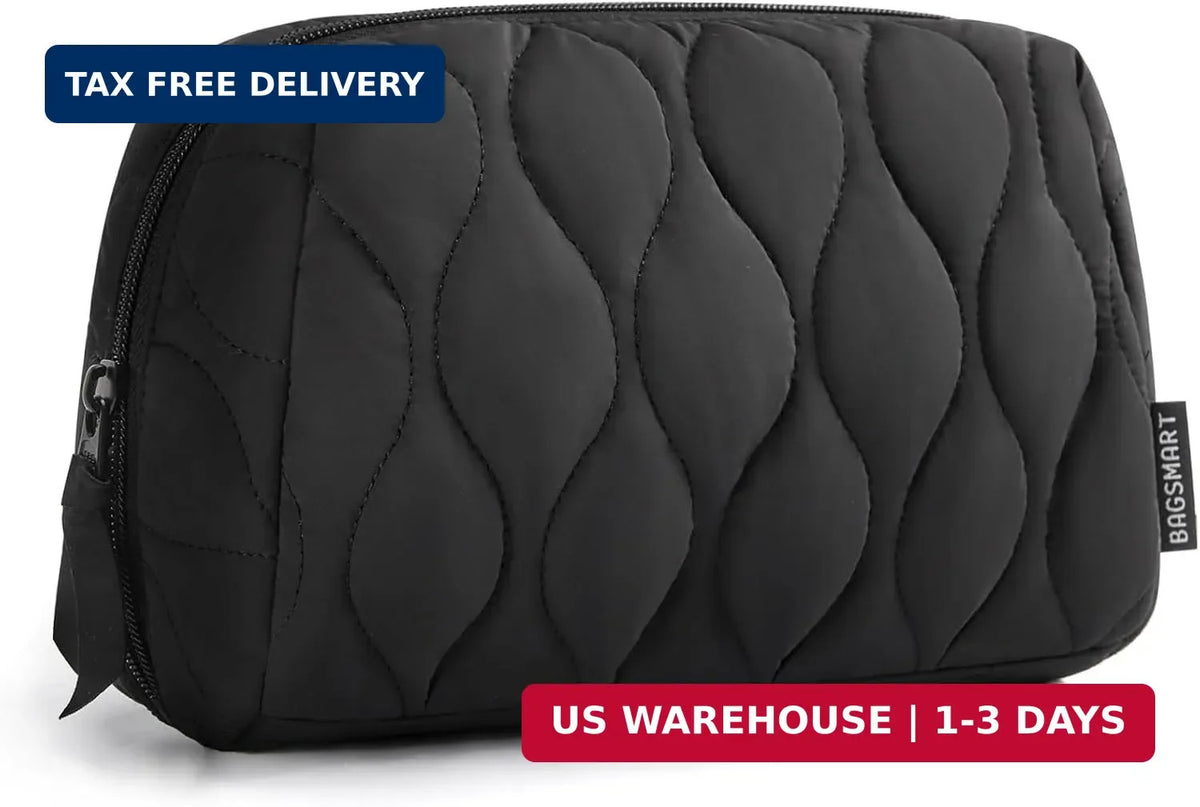 Travel Makeup Bag for Women - Padded Cosmetic Organizer with Wide Opening