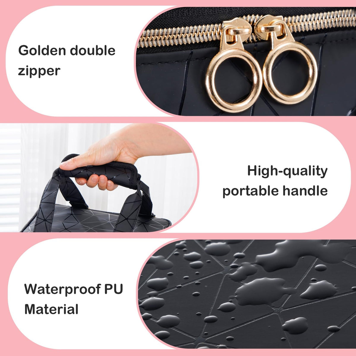 Large Nail Polish Organizer with 3 Layers, Travel Storage Bag for Manicure Supplies