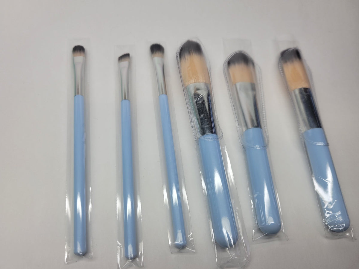 6-Piece Makeup Brush Set with Tin Case & Cleaning Accessories