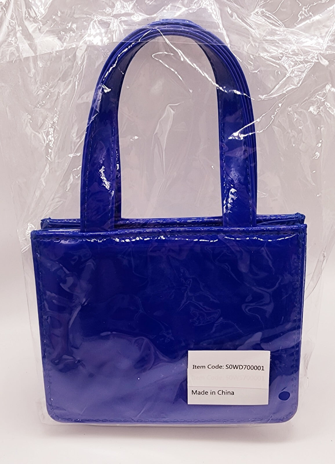 Blue Faux Patent Leather Micro Purse for Women - Small Handheld Wallet