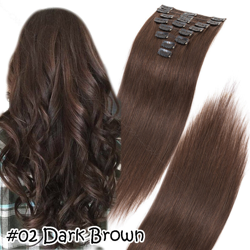 Clip-In Human Hair Extensions Full Head Remy Hair - Multiple Colors & Lengths